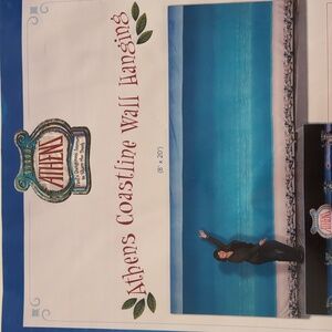 Athens Coastline Fabric Wall Hanging for Classroom 8' x 20'